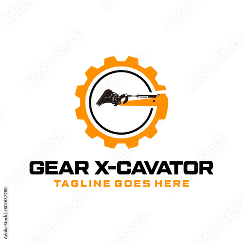 Excavator gear services logo icon vector illustration 