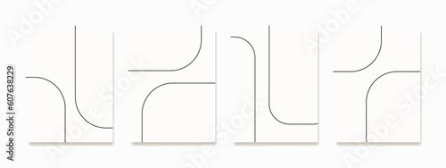 Minimalist wall art featuring sleek black lines with smooth angles elevates your space's aesthetics by exuding an elegant and charming impression.