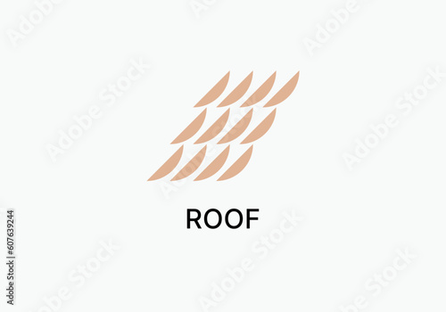 Logo design featuring stacked crescents resembling a roof structure.
