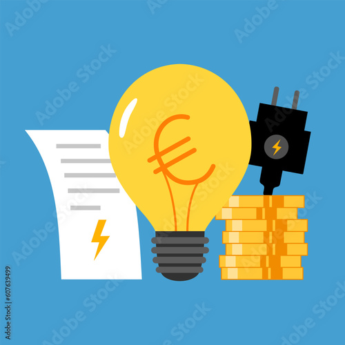 Energy bill or electricity cost concept vector illustration.