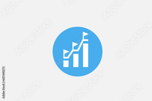 Illustration vector graphic of investment growth with bar  and milestones curve line. Good for icon or symbol