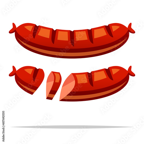 Delicious sausage vector isolated illustration