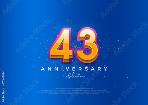 Simple and modern design for the 43rd anniversary celebration. with an elegant blue background color.