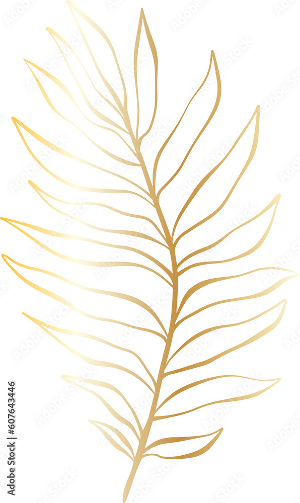 leaf gold png file minimal design