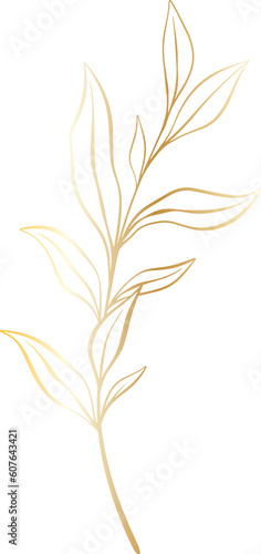 leaf gold png file minimal design