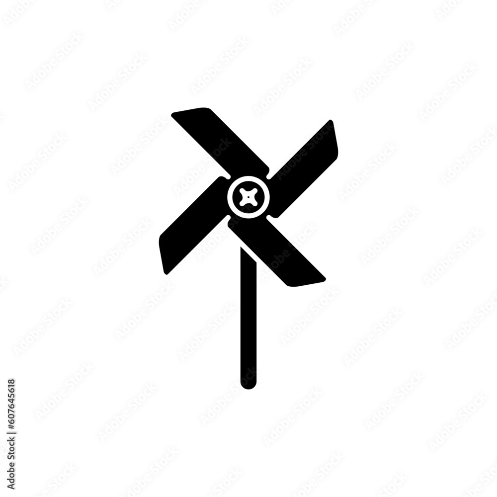 Pinwheel wind stick in black fill icon. Design element of Summer time vacation, vector illustration in trendy style. Editable graphic resources for many purposes. Pinwheel wind stick in black fill icon. Design element of Summer time vacation, vector illustration in trendy style. Editable graphic resources for many purposes.
