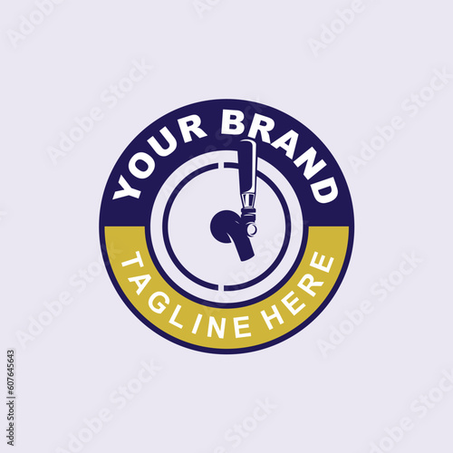 tap beer badge logo design with circle