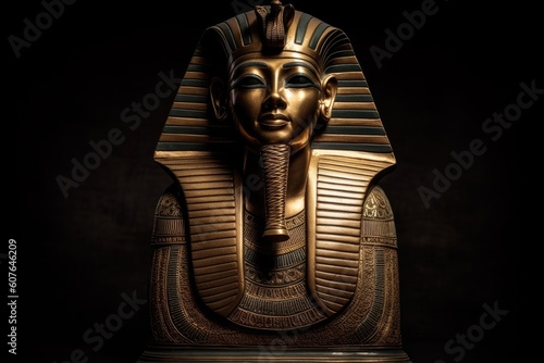 Golden Statue of an Egyptian Pharaoh Generative AI