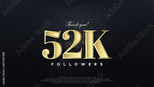 Design thank you 52k followers, in soft gold color.