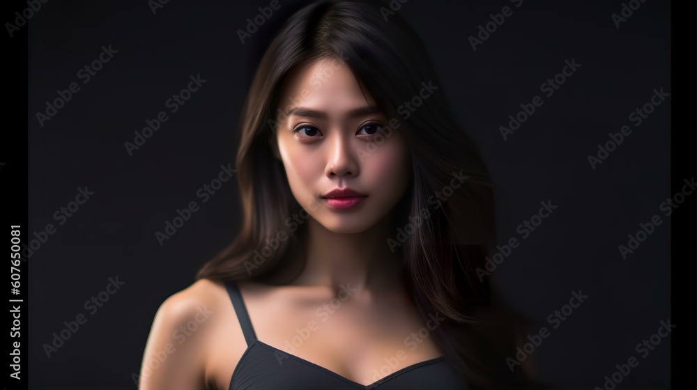 Fototapeta premium キャミソール・下着を着る美人な女性・女優・タレント・グラビアアイドル（Generative AI） 