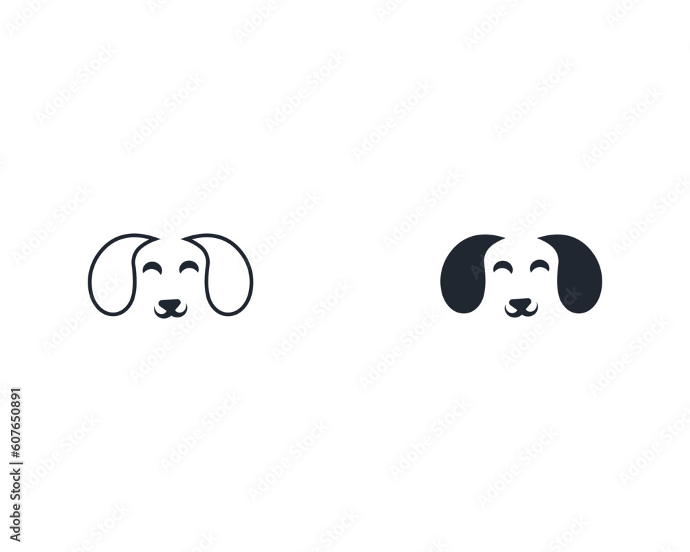Dog head logo design template vector, line of pet logo design suitable for pet shop, store, cafe, business, hotel, veterinary clinic, Domestic animal vector illustration logotype, sign or symbol Dog head logo design template vector, line of pet logo design suitable for pet shop, store, cafe, business, hotel, veterinary clinic, Domestic animal vector illustration logotype, sign or symbol
