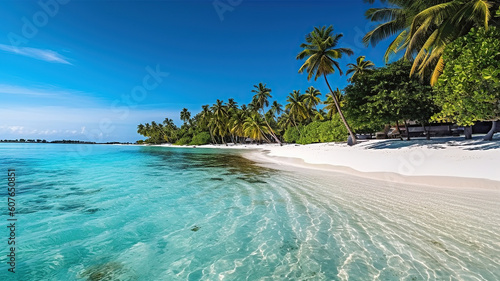 Maldives Islands Ocean Tropical Beach. Generative Ai © vectorizer88