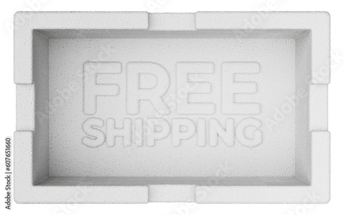 Isolated White Styrofoam 3D Rendered FREE SHIPPING Box with Clipping Path photo