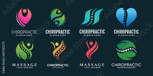 Set chiropractic  logo design simple concept Premium Vector