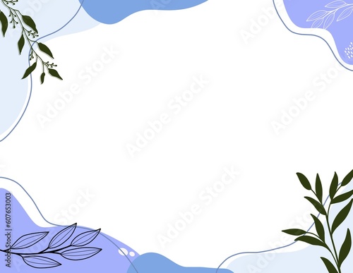 curve shape background decorated with minimalist style leaves photo