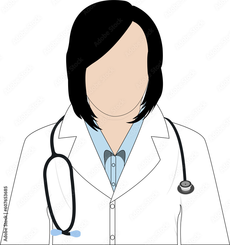 Female doctor line art. Medical doctor coloring page vector. Woman ...
