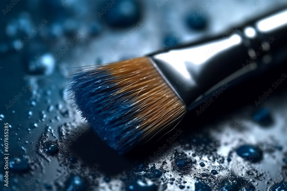 Fototapeta premium Makeup brushes on the table, Generative AI