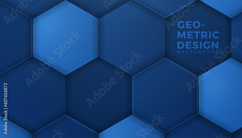 Abstract blue hexagon gradient background