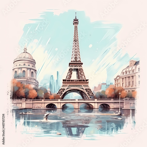 Paris City Landscape. Generative AI © imazydreams