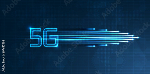 Blue light streak, fiber optic, speed line, futuristic background for 5g or 6g technology wireless data transmission, high-speed internet in abstract. internet network concept. vector design.