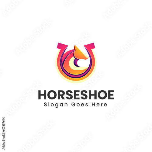 Vector Logo Illustration Horseshoe Gradient Colorful Style.