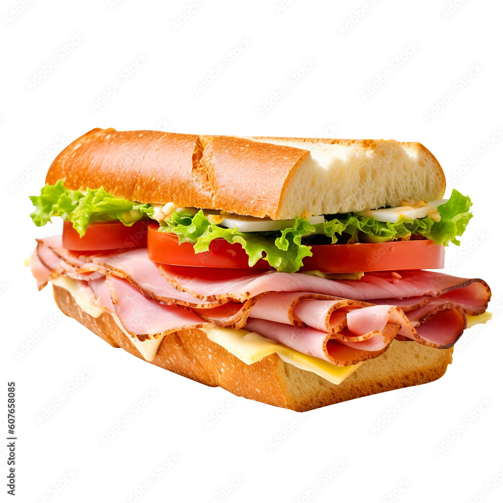sandwich with ham and vegetables created with Generative AI sandwich with ham and vegetables created with Generative AI