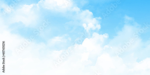 White Clouds on Blue Sky. Beautiful Blue Sky Background with White Clouds. Picture for Summer Season. Vector Design