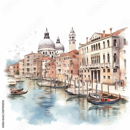 Venice Landscape Illustration. Generative AI