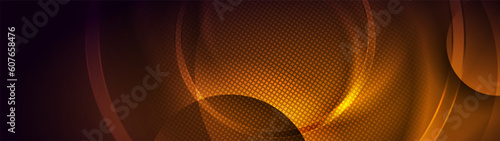 Bright orange glowing abstract tech background. Vector banner design