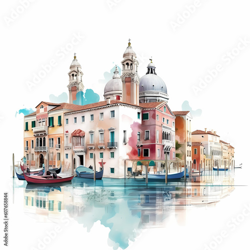 Venice Landscape Illustration. Generative AI © imazydreams