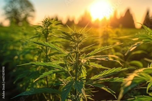 Summer in the Weed Field: A Stoner Photographer's Paradise inside a Cannabis Plantation. Generative AI.