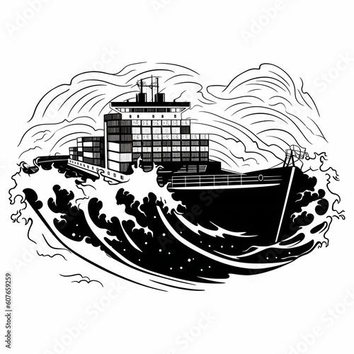 Simple Shipping Container Vessel. Generative AI