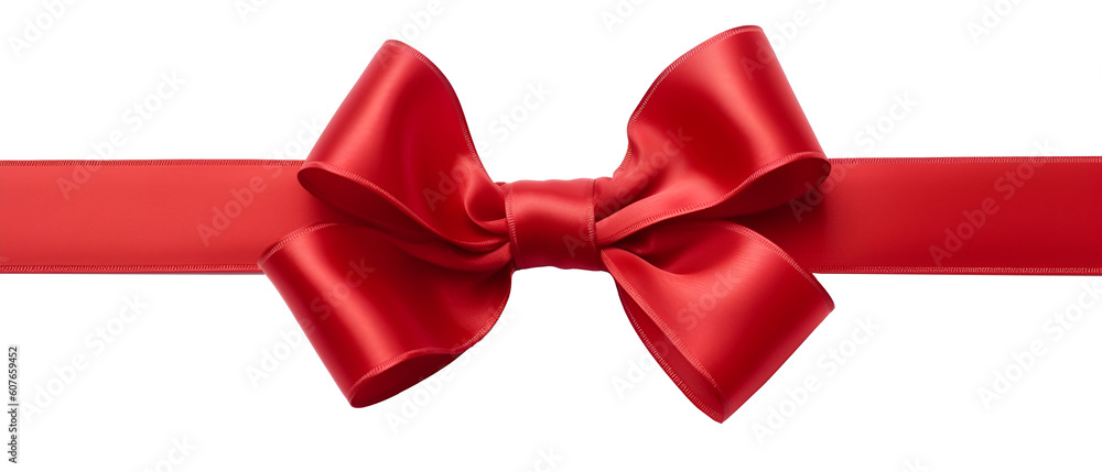 Red bow isolated on white, Generative AI. Red bow isolated on white, Generative AI.
