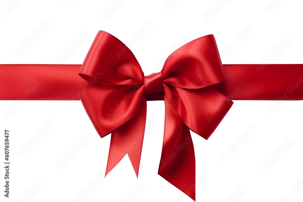 Red bow isolated, Png, Generative AI Red bow isolated, Png, Generative AI