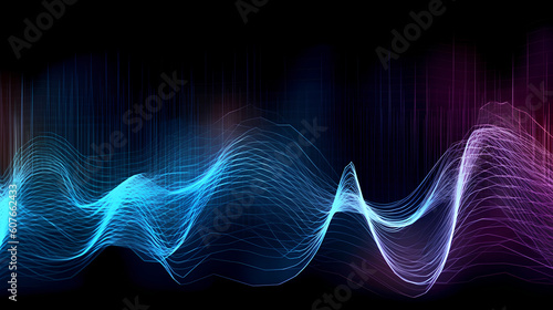 abstract blue sound wave background.generative ai photo