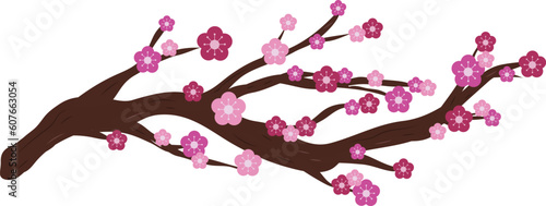 Chinese New Year Flower Sakura Decor Illustration Graphic Element Art Card