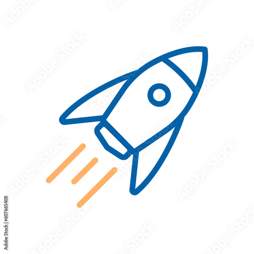 Vector thin stroke line icon. Rocket launch. Launching campaign, starting business, growth
