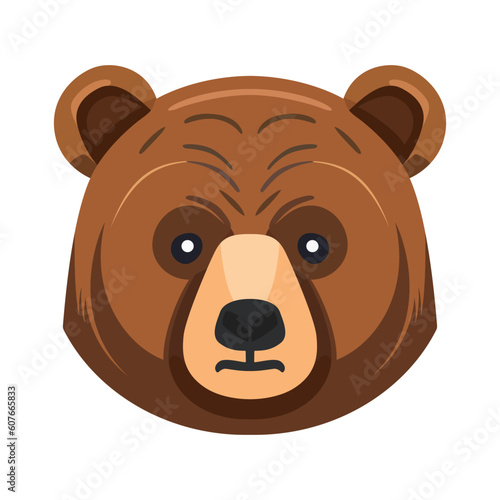 Bear head logo design. Abstract bear face isolated. Sad bear face