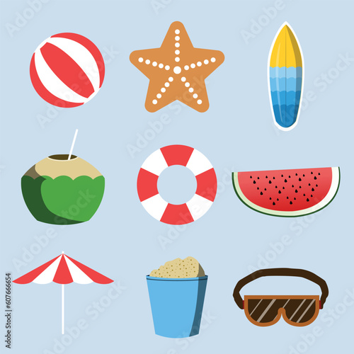 Discover our vibrant summer collection! Featuring beach balls, starfish, surfboards, snorkeling goggles, umbrellas, juicy watermelons, sand-filled ambers, coconut floats, and more. Dive into fun!