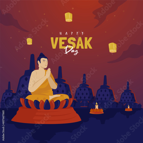 Buddhist monk meditation worship to celebrate Vesak Day