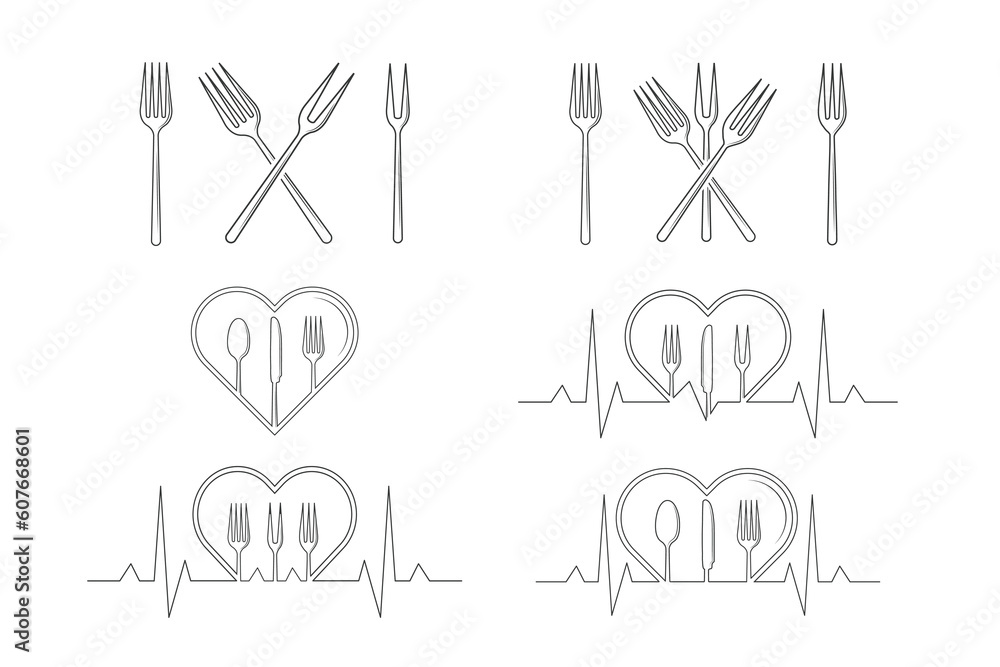 Cutlery Outline Bundle, Cutlery Silhouette Bundle, Fork Vector Bundle
