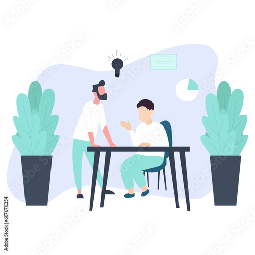 business people are discussing with each other regarding projects  sharing ideas with each other vector illustration art