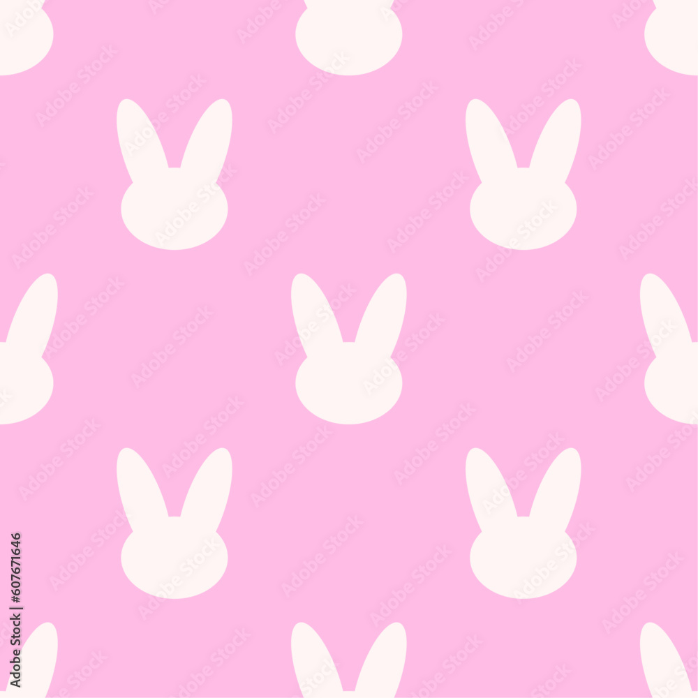 Obraz premium White bunnies on pink background. Vector seamless pattern. Best for textile, print, wallpapers, and festive decoration.