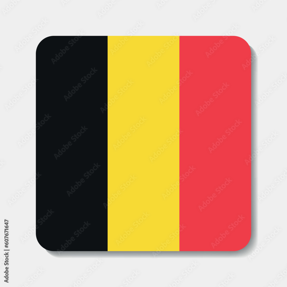 Fototapeta premium Belgium flag flat icon. Square vector element with shadow underneath. Best for mobile apps, UI and web design.