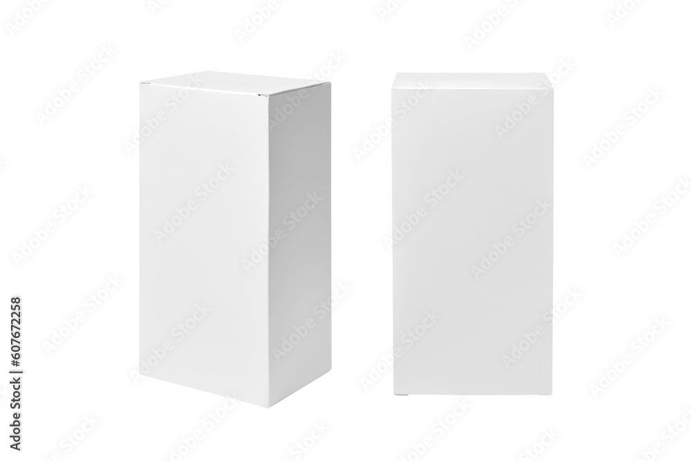 White paper box mockup isolated on white background White paper box mockup isolated on white background