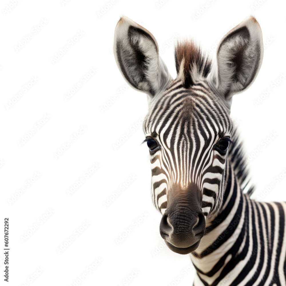 Cute baby zebra isolated on a white background. Generative AI Cute baby zebra isolated on a white background. Generative AI