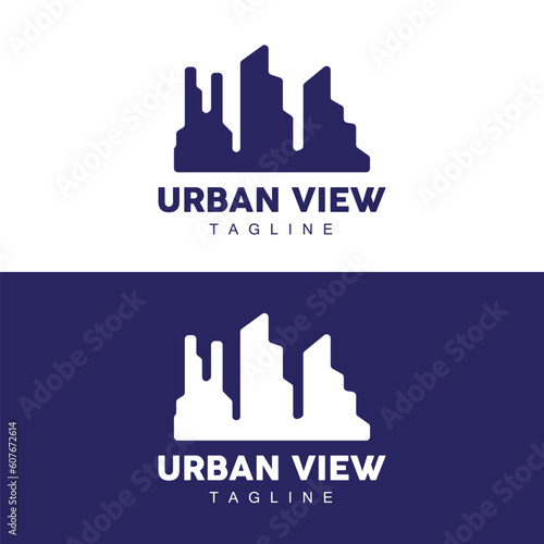 Skyline Logo, Simple Modern Design of Skyscrapers, Vector Cityscape Buildings, Icon Silhouette Illustration