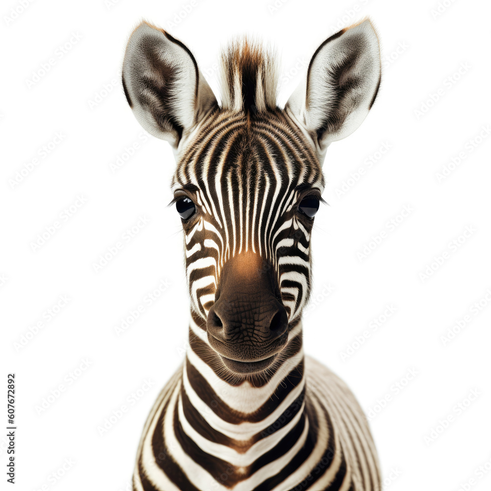 Cute baby zebra isolated on a white background. Generative AI Cute baby zebra isolated on a white background. Generative AI