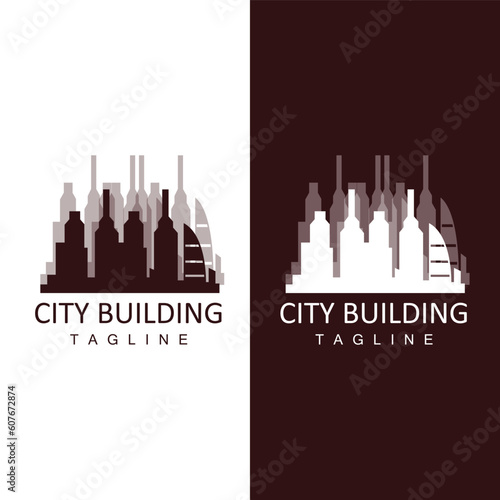 Skyline Logo, Simple Modern Design of Skyscrapers, Vector Cityscape Buildings, Icon Silhouette Illustration