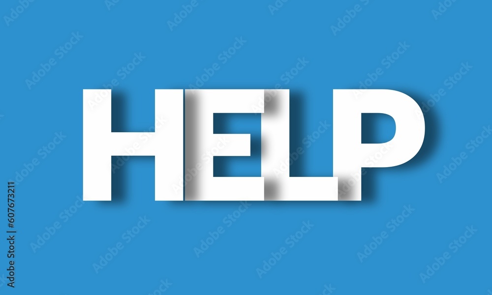 Help- Big Lettering with 3d Shadow Effect, Motivational Word Help over blue background Help- Big Lettering with 3d Shadow Effect, Motivational Word Help over blue background
